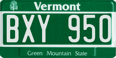VT license plate BXY950
