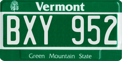 VT license plate BXY952