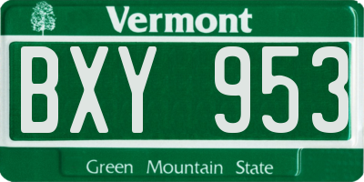 VT license plate BXY953