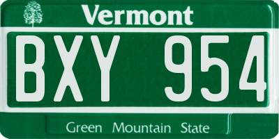 VT license plate BXY954
