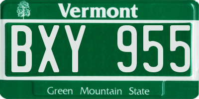 VT license plate BXY955