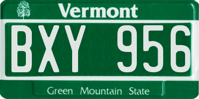VT license plate BXY956