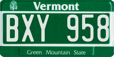 VT license plate BXY958