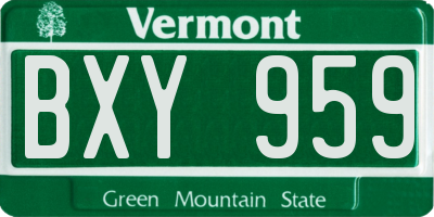 VT license plate BXY959