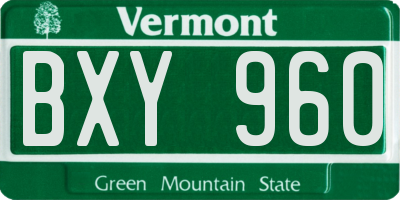 VT license plate BXY960