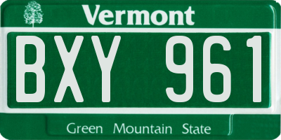 VT license plate BXY961