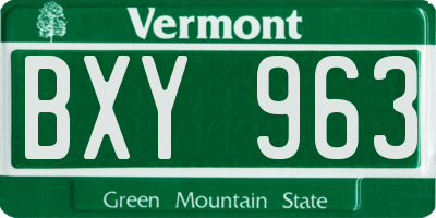 VT license plate BXY963