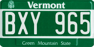 VT license plate BXY965
