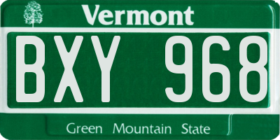 VT license plate BXY968
