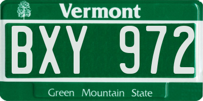VT license plate BXY972