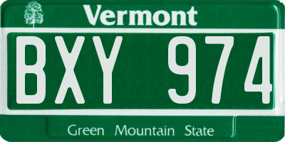 VT license plate BXY974