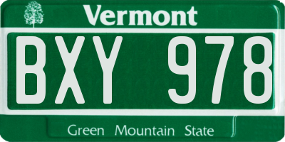 VT license plate BXY978