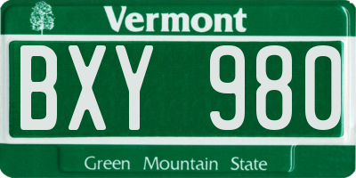 VT license plate BXY980