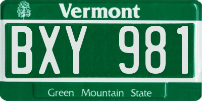 VT license plate BXY981