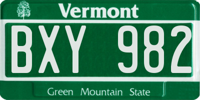 VT license plate BXY982