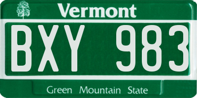 VT license plate BXY983