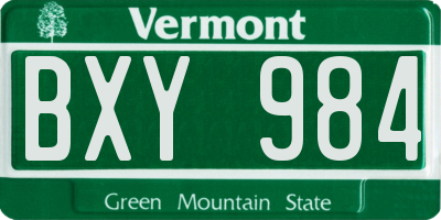 VT license plate BXY984