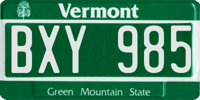 VT license plate BXY985