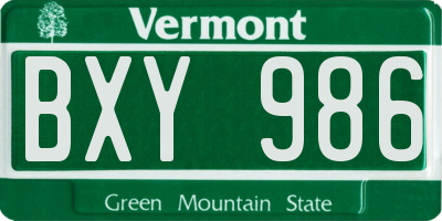 VT license plate BXY986
