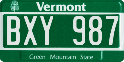VT license plate BXY987