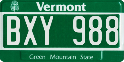 VT license plate BXY988
