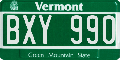 VT license plate BXY990
