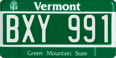 VT license plate BXY991