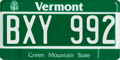 VT license plate BXY992