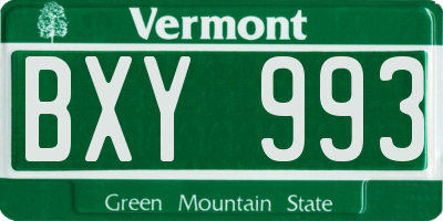 VT license plate BXY993
