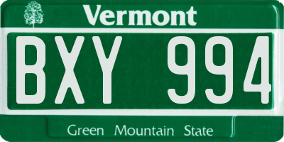 VT license plate BXY994