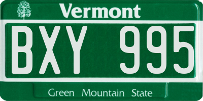 VT license plate BXY995