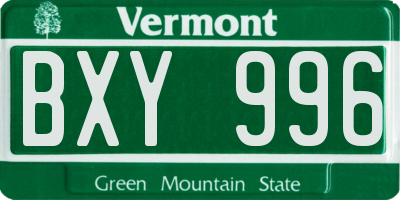 VT license plate BXY996