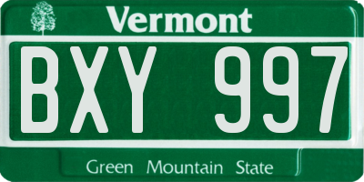 VT license plate BXY997