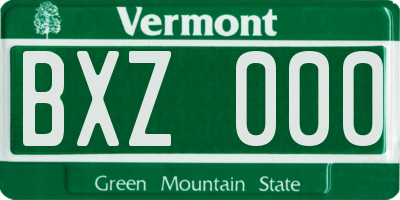 VT license plate BXZ000