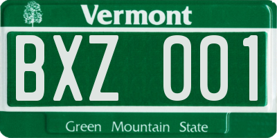VT license plate BXZ001