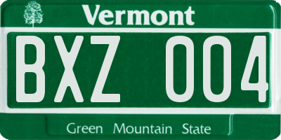 VT license plate BXZ004
