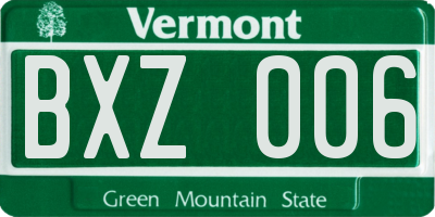 VT license plate BXZ006