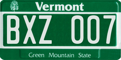 VT license plate BXZ007