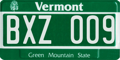 VT license plate BXZ009