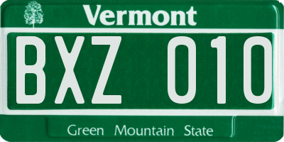 VT license plate BXZ010
