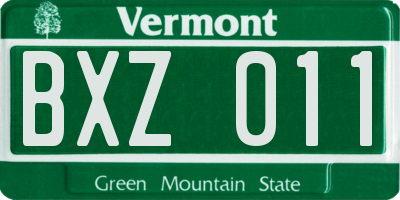 VT license plate BXZ011