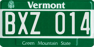 VT license plate BXZ014
