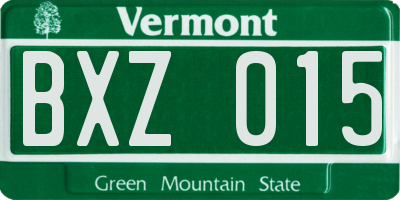 VT license plate BXZ015