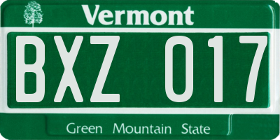 VT license plate BXZ017