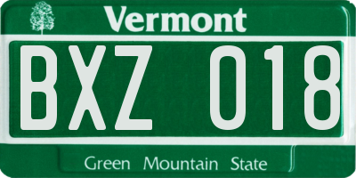 VT license plate BXZ018
