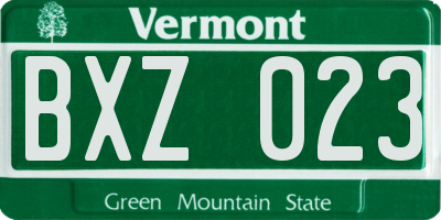 VT license plate BXZ023
