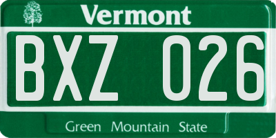 VT license plate BXZ026