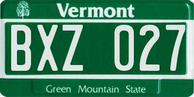 VT license plate BXZ027