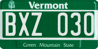 VT license plate BXZ030