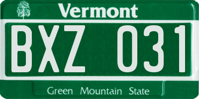 VT license plate BXZ031